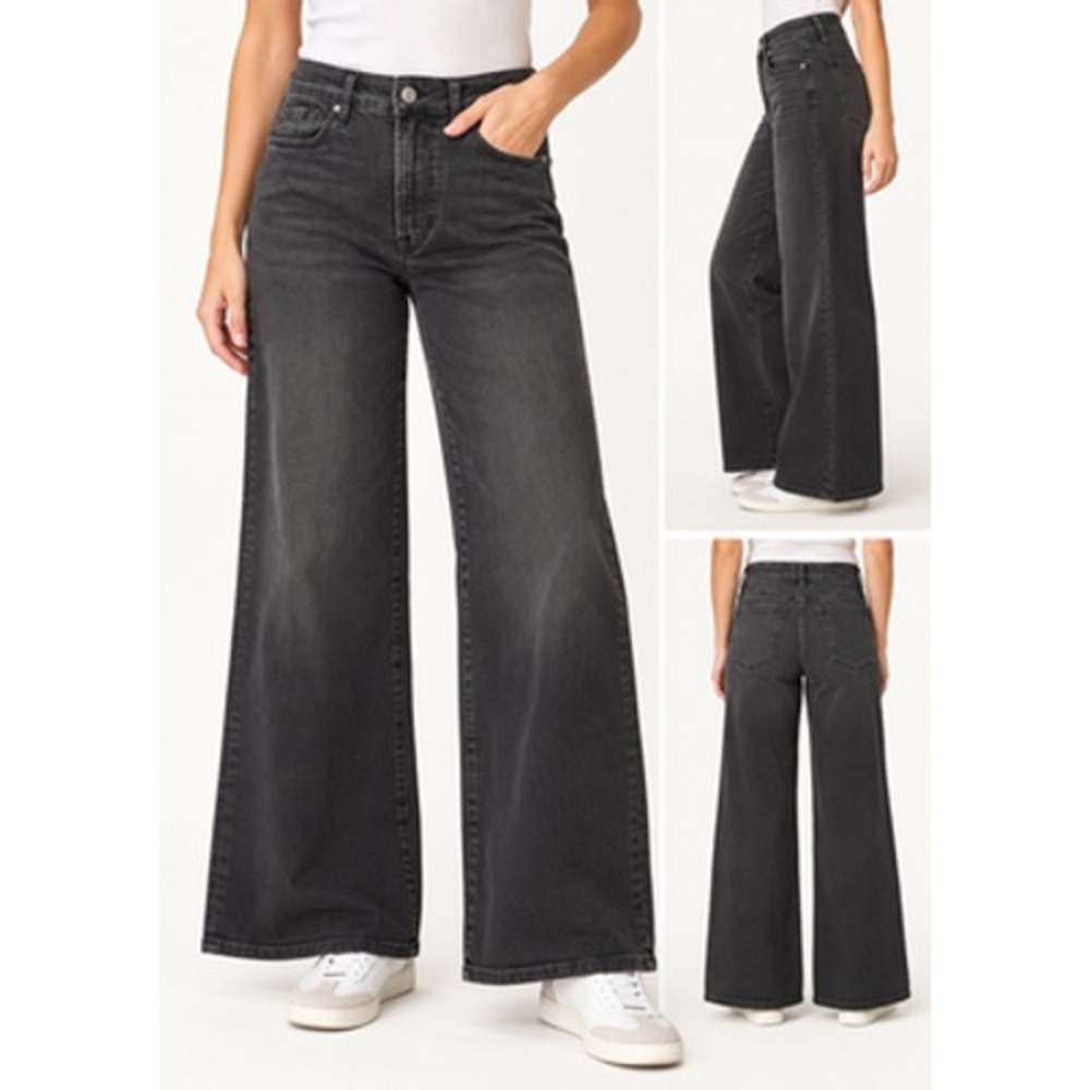FRAME Le Palazzo Jeans Womens 28 Black High Rise Wide Leg Stretch Denim LPP208
